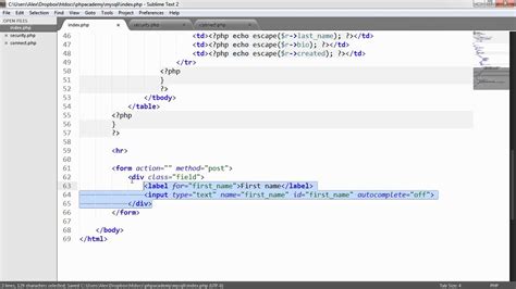 php mysql example.